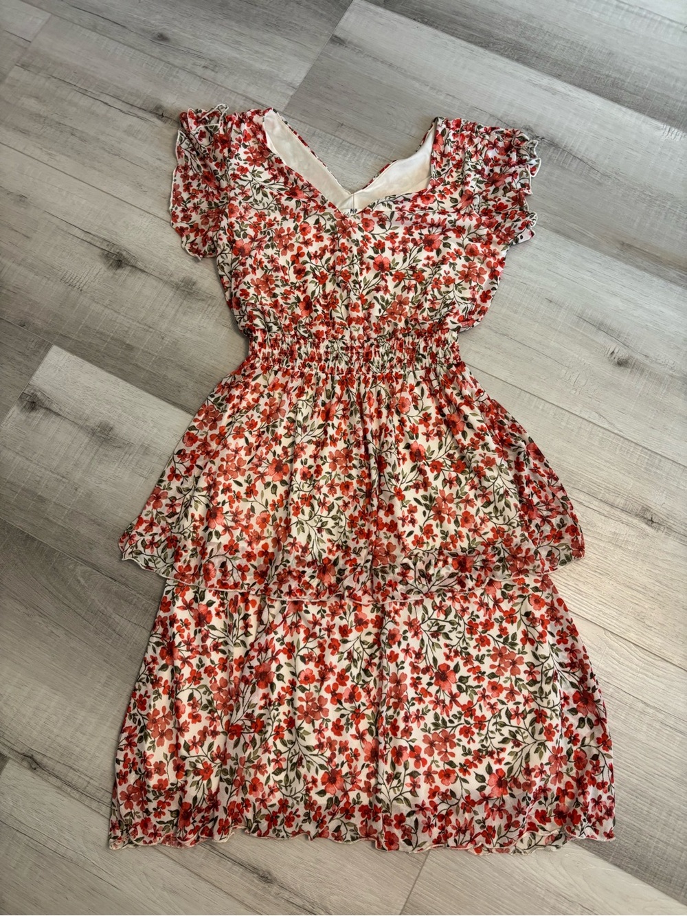 Kate & Lily Floral Tiered Ruffle Mini Dress Size Small